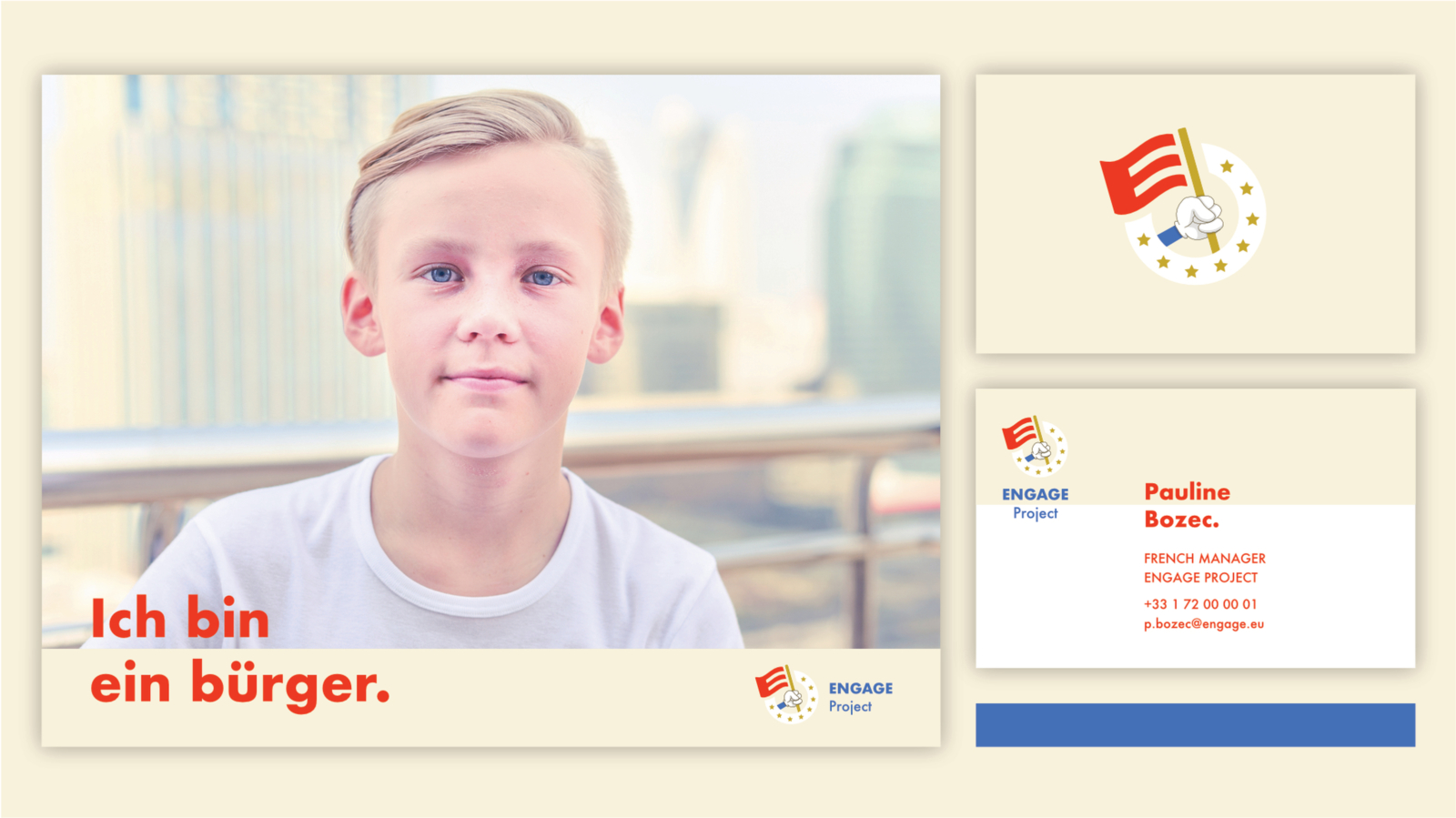 Affiche et carte de visite réalisées pour le projet Engage par le Studio DPE
