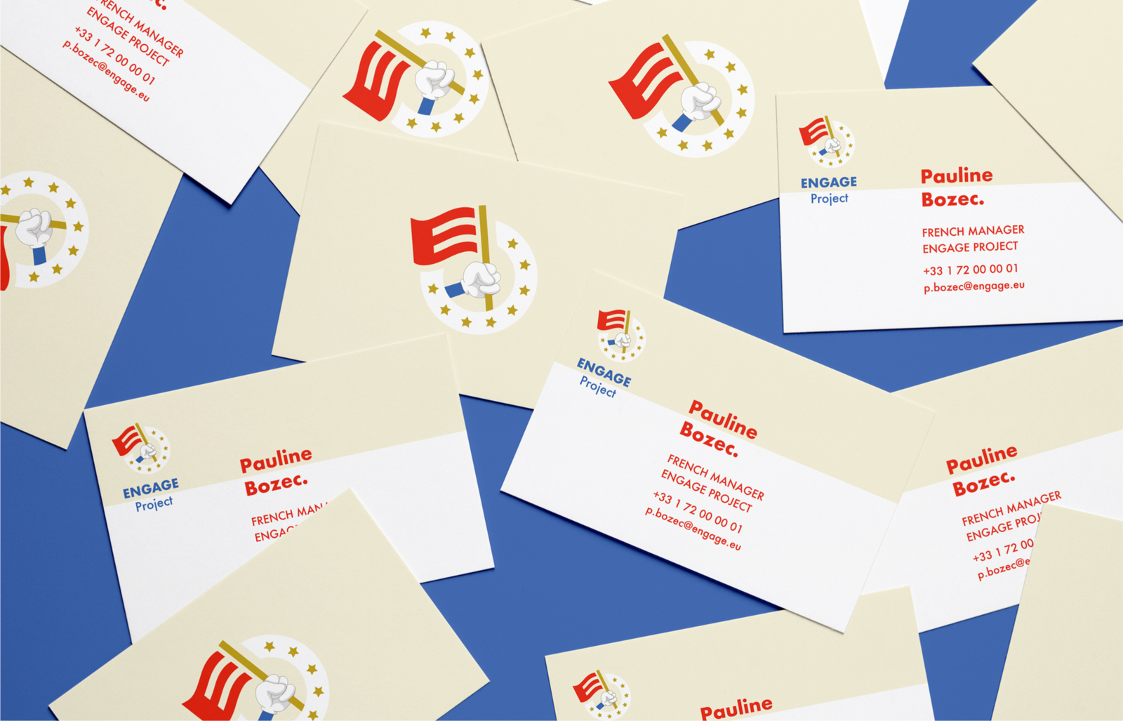 Carte de visite réalisée pour le projet Engage par le Studio DPE